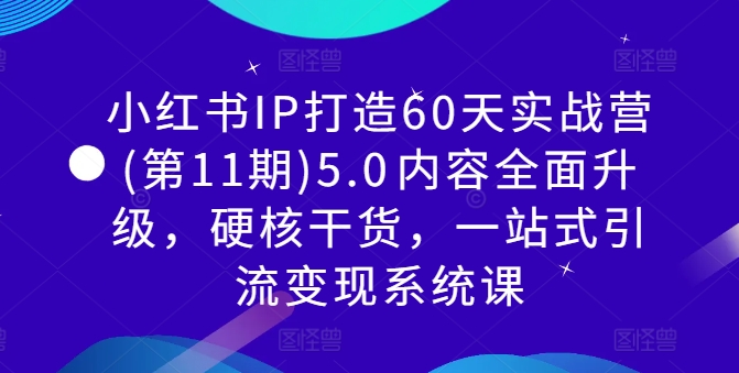 小红书IP打造60天实战营(第11期)5.0​内容全面升级，硬核干货，一站式引流变现系统课-小鸿资源库