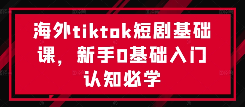 海外tiktok短剧基础课，新手0基础入门认知必学-小鸿资源库