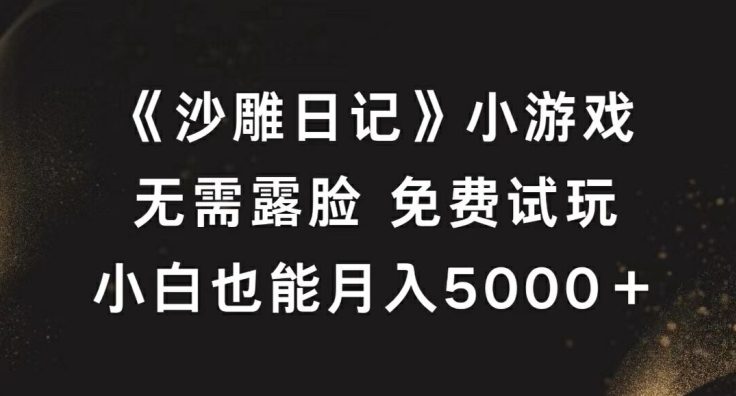 《沙雕日记》小游戏，无需露脸免费试玩，小白也能月入5000+【揭秘】-小鸿资源库