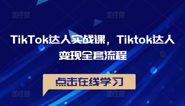 TikTok达人实战课，Tiktok达人变现全套流程-小鸿资源库