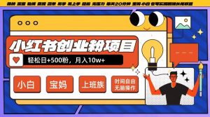 小红书创业粉项目日+500粉,每天20分钟躺赚长尾收益,无脑操作,宝妈,小白抓紧冲【揭秘】-小鸿资源库