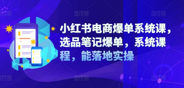 小红书电商爆单系统课，选品笔记爆单，系统课程，能落地实操-小鸿资源库