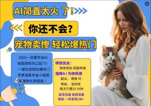 小红书AI宠物卖惨打工项目，一键生成轻松爆热门，专撩温柔多金小姐姐，私域转化率超高-小鸿资源库