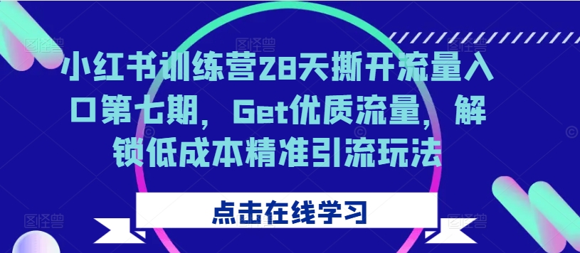 小红书训练营28天撕开流量入口第七期,Get优质流量,解锁低成本精准引流玩法-小鸿资源库