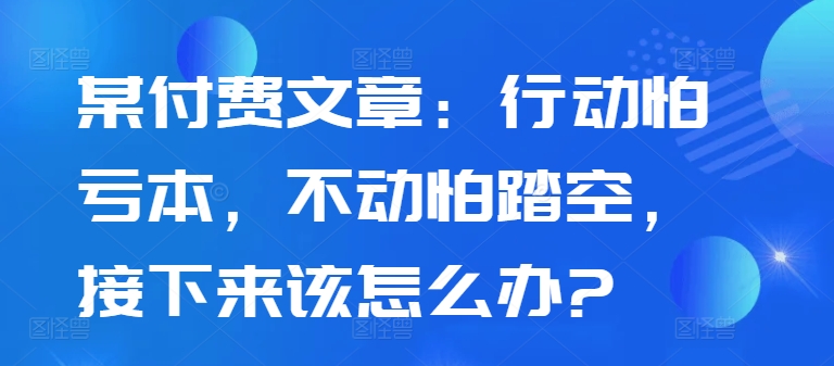 某付费文章:行动怕亏本,不动怕踏空,接下来该怎么办?-小鸿资源库
