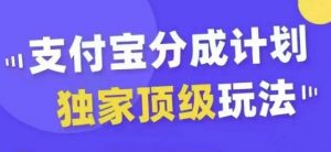 支付宝分成计划独家顶级玩法，从起号到变现，无需剪辑基础，条条爆款，天天上热门-小鸿资源库