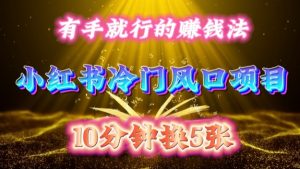 每天 10 分钟，小红书冷门风口项目开启，有手就行的搬运赚钱法，小白日入500 +【揭秘】-小鸿资源库