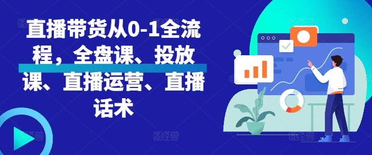直播带货从0-1全流程，全盘课、投放课、直播运营、直播话术-小鸿资源库
