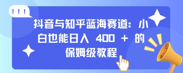 抖音与知乎蓝海赛道：小白也能日入 4张 的保姆级教程-小鸿资源库
