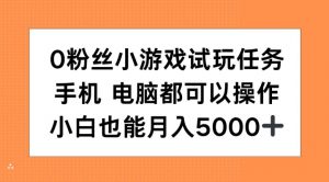 0粉丝小游戏试玩任务，手机电脑都可以操作，小白也能月入5000+【揭秘】-小鸿资源库