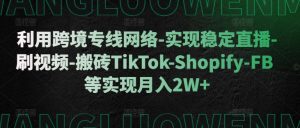 利用跨境专线网络-实现稳定直播-刷视频-搬砖TikTok-Shopify-FB等实现月入2W+【揭秘】-小鸿资源库