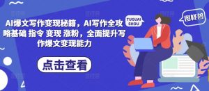 AI爆文写作变现秘籍，AI写作全攻略基础 指令 变现 涨粉，全面提升写作爆文变现能力-小鸿资源库