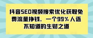 抖音SEO视频搜索优化获取免费流量挣钱,一个99%人还不知道的生财之道-小鸿资源库