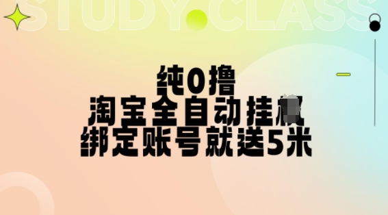 纯0撸,淘宝全自动挂JI,授权登录就得5米,多号多赚【揭秘】-小鸿资源库