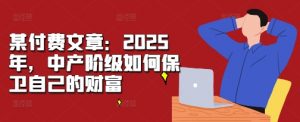 某付费文章:2025年,中产阶级如何保卫自己的财富-小鸿资源库