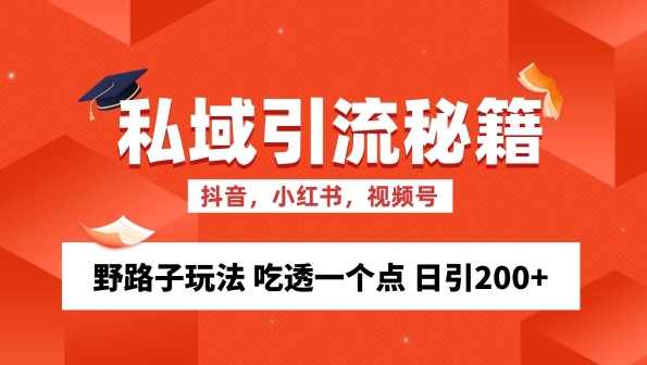 私域流量的精准化获客方法 野路子玩法 吃透一个点 日引200+ 【揭秘】-小鸿资源库