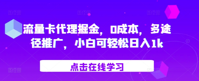 流量卡代理掘金，0成本，多途径推广，小白可轻松日入1k-小鸿资源库