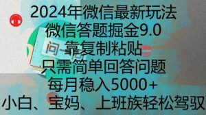2024年微信最新玩法，微信答题掘金9.0玩法出炉，靠复制粘贴，只需简单回答问题，每月稳入5k【揭秘】-小鸿资源库