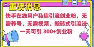 快手最新引流创业粉方法，无需养号、无需视频、搬砖式引流法【揭秘】-小鸿资源库