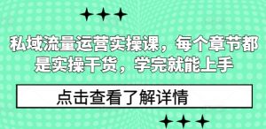 私域流量运营实操课，每个章节都是实操干货，学完就能上手-小鸿资源库