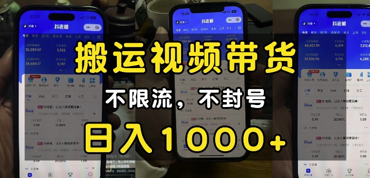 “小白必看”搬运视频带货玩法，不限流，不封号，纯自然流，日入1k-小鸿资源库