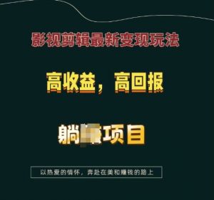 影视剪辑最新变现玩法，高收益，高回报，躺Z项目【揭秘】-小鸿资源库