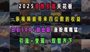 2025自热引流天花板,一条视频能带来四位数的收益,引流+变现双管齐下,日引500+创业粉,涨粉嘎嘎猛-小鸿资源库