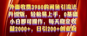 外面收费3980的闲鱼引流法，轻松易上手,0基础小白即可操作，日引200+创业粉的保姆级教程【揭秘】-小鸿资源库