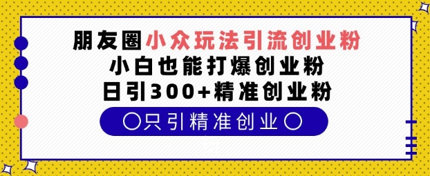 朋友圈小众玩法引流创业粉，小白也能打爆创业粉，日引300+精准创业粉【揭秘】-小鸿资源库