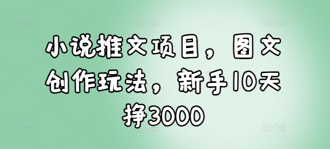小说推文项目，图文创作玩法，新手10天挣3000-小鸿资源库