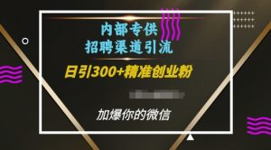 内部招聘渠道日引流300+创业粉，加爆你的微信【揭秘】-小鸿资源库
