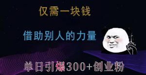 仅需一块钱，借助别人的力量，单日引爆300+创业粉、兼职粉【揭秘】-小鸿资源库