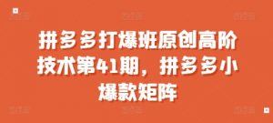拼多多打爆班原创高阶技术第41期,拼多多小爆款矩阵-小鸿资源库