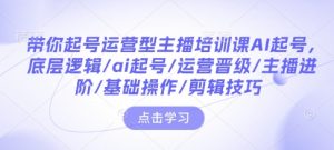 带你起号运营型主播培训课AI起号，底层逻辑/ai起号/运营晋级/主播进阶/基础操作/剪辑技巧-小鸿资源库