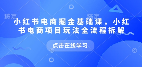 小红书电商掘金课，小红书电商项目玩法全流程拆解-小鸿资源库