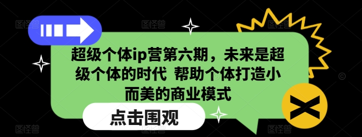 超级个体ip营第六期，未来是超级个体的时代  帮助个体打造小而美的商业模式-小鸿资源库