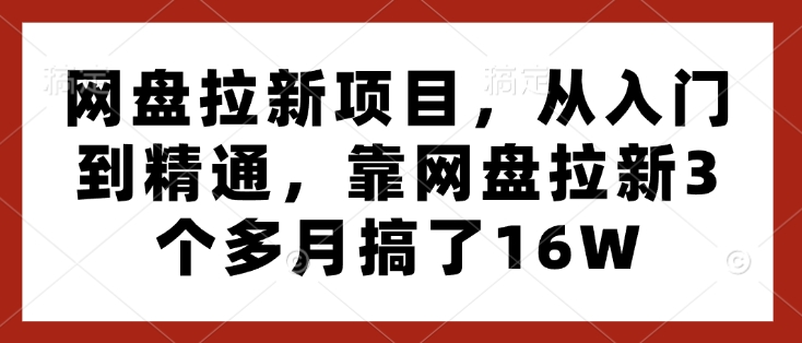 网盘拉新项目，从入门到精通，靠网盘拉新3个多月搞了16W-小鸿资源库