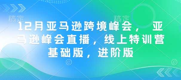 12月亚马逊跨境峰会， 亚马逊峰会直播，线上特训营基础版，进阶版-小鸿资源库
