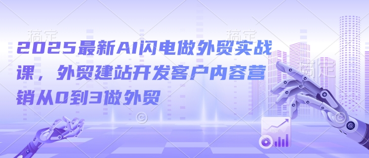 2025最新AI闪电做外贸实战课,外贸建站开发客户内容营销从0到3做外贸-小鸿资源库