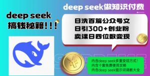 Deepseek做知识付费日洗百篇公众号文日引300+创业粉，卖课日四位数变现保姆级教程!-小鸿资源库