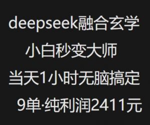 抖音小红书deepseek融合玄学,纯小白秒变大师,当天1小时无脑搞定9单,纯利润上千-小鸿资源库