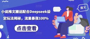 小说推文搬运配合Deepseek设定玩法揭秘，流量暴涨100%-小鸿资源库