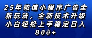 2025年微信小程序全新玩法纯小白易上手，稳定日入多张，技术全新升级，全网首发【揭秘】-小鸿资源库