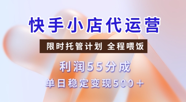 快手小店代运营3.0，模式新升级，收益55分，稳定单日5张【揭秘】-小鸿资源库