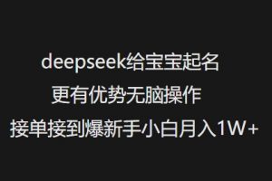 deepseek给宝宝起名更有优势无脑操作接单接到爆新手小白月入1W+-小鸿资源库
