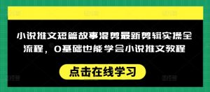 小说推文短篇故事混剪最新剪辑实操全流程，0基础也能学会小说推文教程，肯干多发日入多张-小鸿资源库