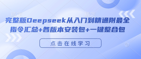 完整版Deepseek从入门到精通附最全指令汇总+各版本安装包+一键整合包-小鸿资源库