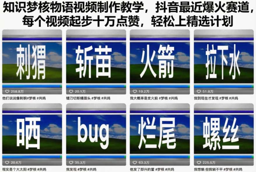 知识梦核物语视频制作教学，抖音最近爆火赛道，每个视频起步十万点赞，轻松上精选计划-小鸿资源库