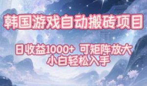 韩国游戏自动搬砖项目，日收益1k+，可矩阵放大，小白轻松入手【揭秘】-小鸿资源库