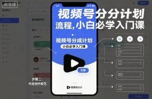 视频号分成计划实操流程，小白必学入门课-小鸿资源库